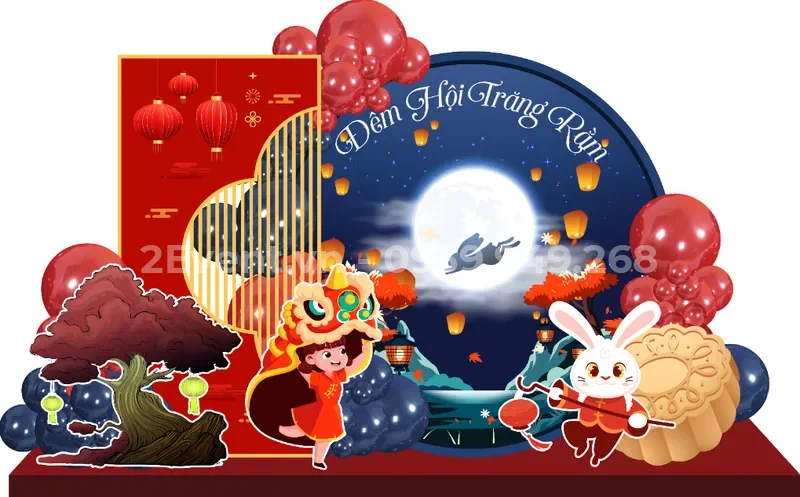 Mẫu backdrop phông nền sân khấu Trung thu đẹp nhất