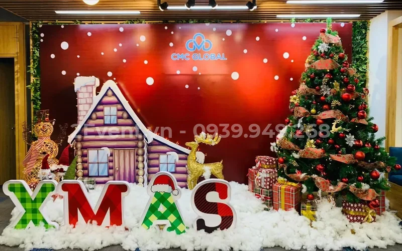 Mẫu trang trí giáng sinh văn phòng, góc làm việc đẹp